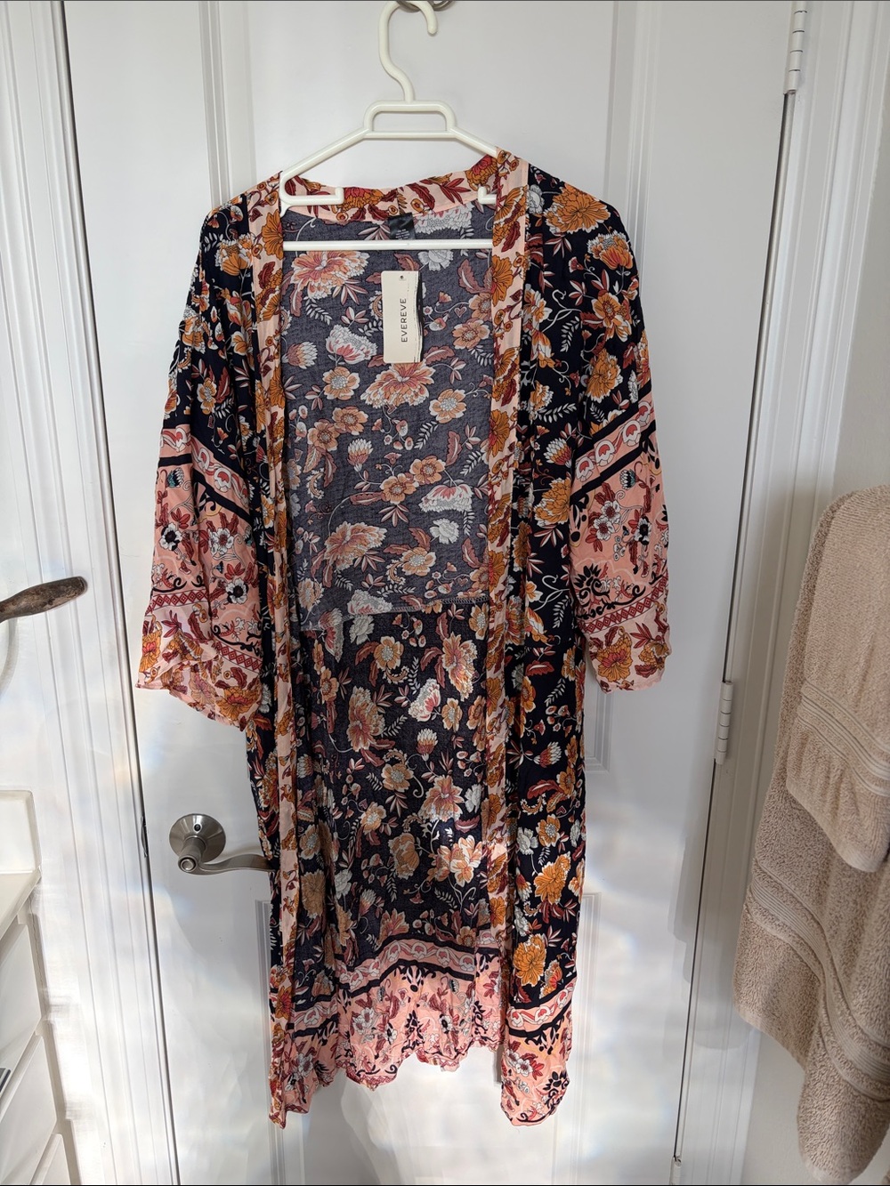 Floral Print Kimono Coverup- Multicolor
